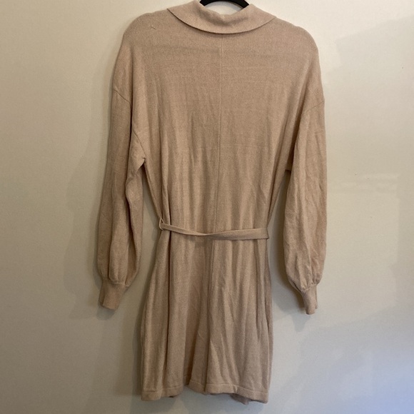 Avec Les Filles Belted Knit Romper Shorts Sweater Lounge Tan Oat Beige - Picture 3 of 10